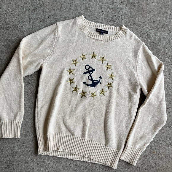 Kiel James Patrick anchor starboard cotton crewneck sweater nautical - Picture 3 of 5
